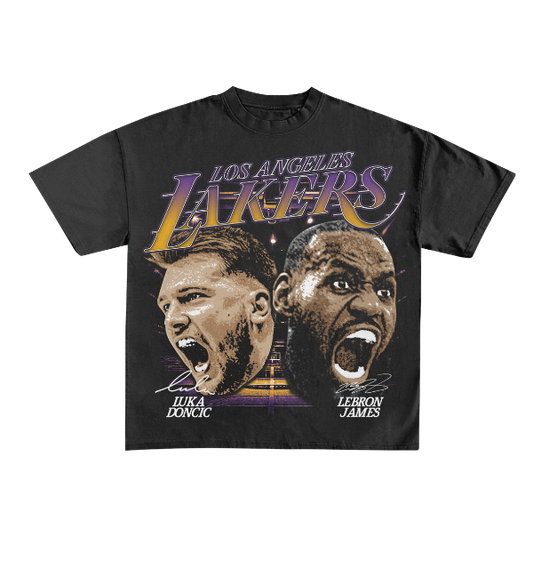 Los Angeles Lakers Luka Dončić x LeBron James Vintage Graphic Tee